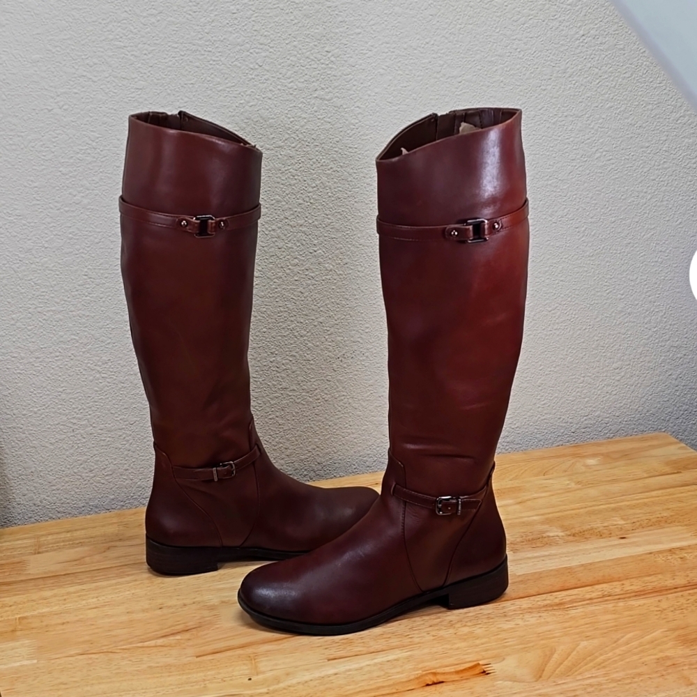 GIANNI BINI Women's Equestrian Style Leather Knee High BOOTS 7.5